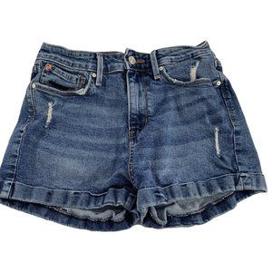 Levis Denizen Womens Moms Shorts Size 5 Denim Blue Jean Cuff Hems High Rise